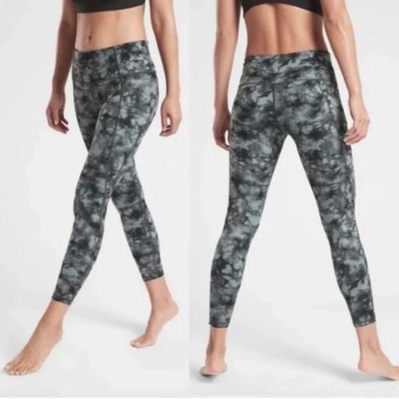 Athleta Salutation Stash Pocket II Printed 7/8 Tight Leggings in Riptide Grey 2X - Picture 1 of 14